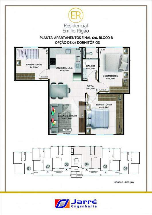 Planta final 04 (opção 3ºdormitório) - Torre B